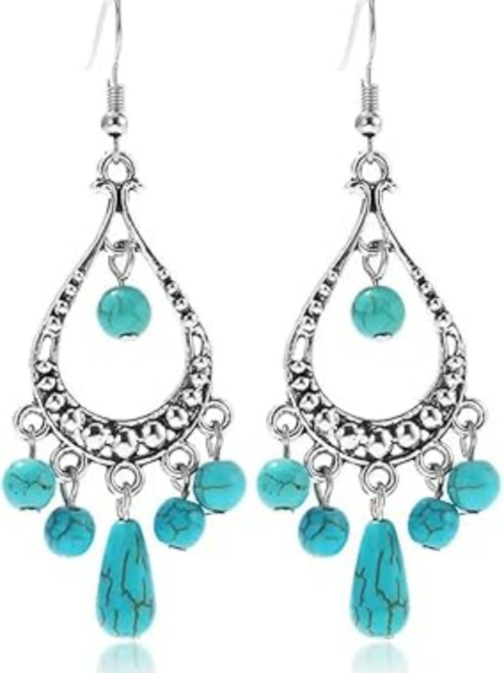 New - Boho Turquoise Earring Set Handmade Boho Natural Western Country Cowgirl